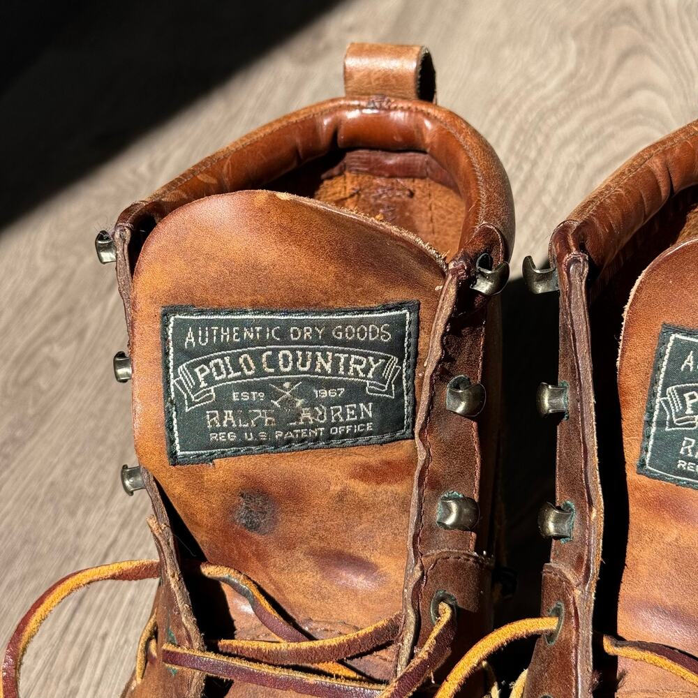VTG Polo Country Ralph Lauren Women’s 6.5B Leather Moc Toe Ranger Hiking Boots - Picture 8 of 16